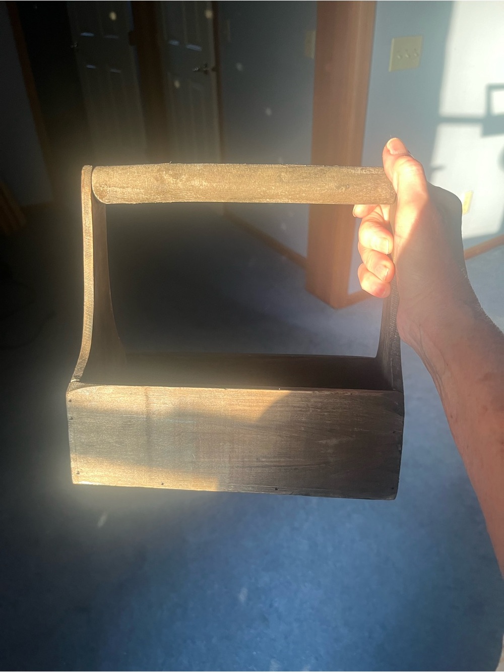 Vintage inspired wooden box with handle